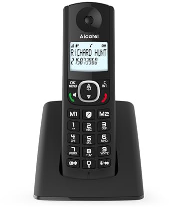 ALCATEL F530 - Schnurloses Festnetztelefon DECT - Großes beleuchtetes Display - Freisprechfunktion - Anrufblockierungsfunktion - 2 Direktwahltasten - Schwarz