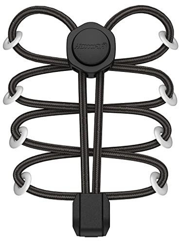 HOMAR Lacci Scarpe Elastici Autobloccanti Lacci per Scarpe Senza Nodo 180cm con Chiusura Facile per Bambini Adulti Scarpe Sneaker Scarpe Casual Stringhe Elastici Nero Puro