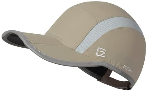 GADIEMKENSD Baseball Cap Nylon Running Cap Outdoor Sports Hat for Men Women Adjustable Quick Drying Reflective Foldable UPF50+ Breath Mesh Water Repellency Race Performance Lightweight Khaki
