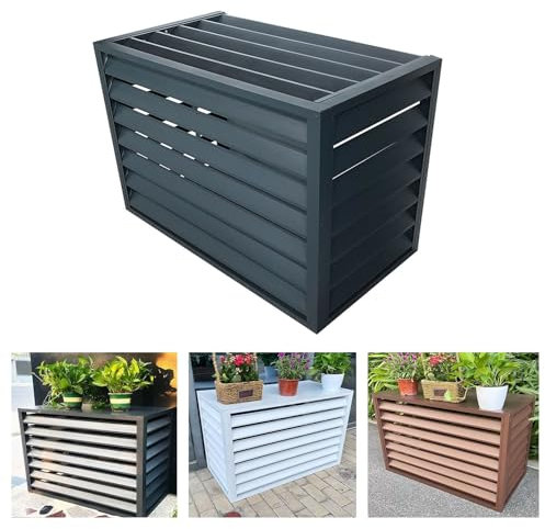 Wärmepumpen Verkleidung Klimaanlage Außengerät Abdeckung Zaun Blumenstand Schutzhülle Für Pflanzen Klimaanlagenzaun Außenrahmen Der Klimaanlage Aus Aluminium Regenfest Für Garten Farbe Weiß ( Color :