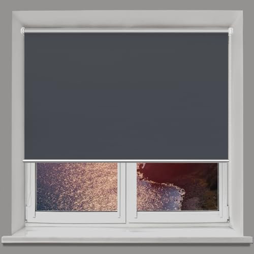 Doppelrollo Klemmfix Ohne Bohren 30 x 140 cm Sonnenschutz Blickdicht Jalousie Rollos für Fenster und Tür Höhe Stufenlos Verstellbar für Fenster und Tür, Dunkelgrau