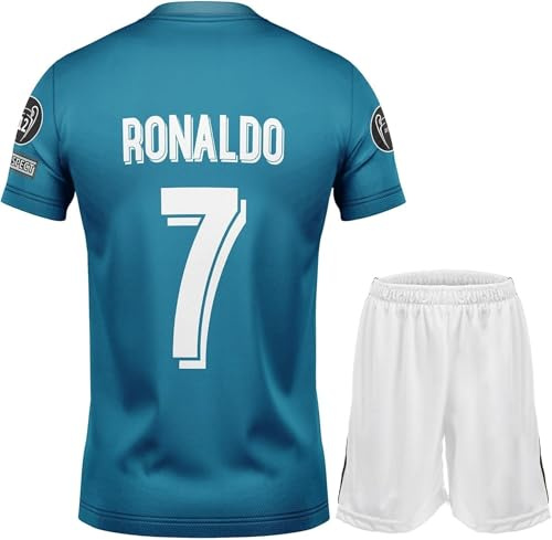 NIHMEX Nostalgie Blau #7 Final,Limitierte Auflage Trikot Fußball Neu Saison, Shorts Socken Jugendgrößen (Blau,128)