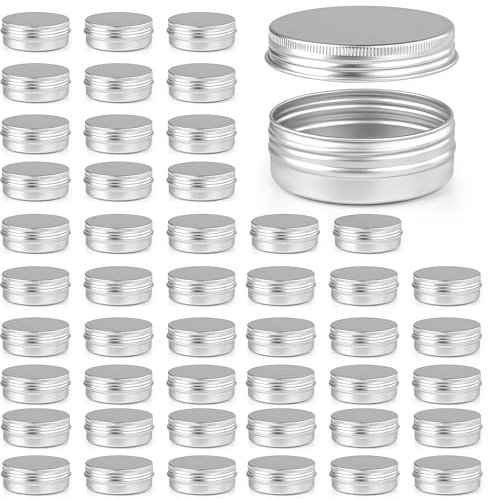 Winter Shore Aluminium-Blechdose Rund mit Deckel (48er-Pack) - Leere Cremedosen zum Befüllen - Kleine Dosen für Creme & Lotion - Kleine Metalldose - Mini Dosen mit Deckel - Creme Dose für Reisen