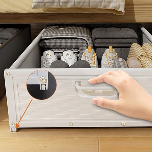 Portaoggetti sotto Il Letto con Ruote, Spazio Pieghevole sotto Il Cassetto del Letto, Organizer per Riporre Scarpe E Vestiti