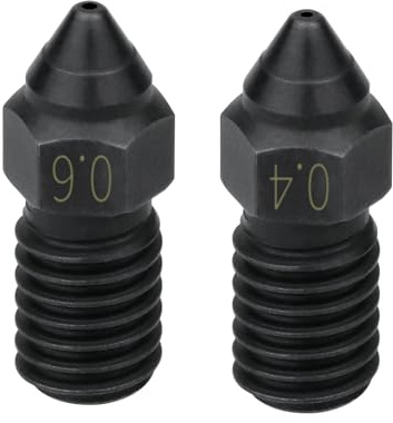 2pcs Ender 3 V3 SE Hardened Steel Nozzles Spider Hotend High Speed Nozzle High Temperature Compatible with Creality Ender 7 / Ender 5 S1 3D Printer Accessories Replament (0.4mm, 0.6mm)