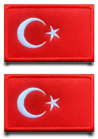 2 stycken Turkiets flagga patch kardborreband taktisk militär lapp, lappar med kardborreband airsoft patch för ryggsäckar taktisk klädsel jacka kardborreband fickor märke