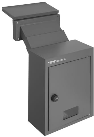 VEVOR Through The Wall Drop Box, Heavy Duty Steel Through the Wall Mailbox with 2.8-7.9 13 Combination Lock, 12.5x6.3x16.9 Mail Drop Box, Dark Gray