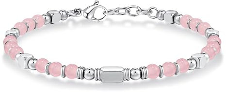 Lucktao Perlenarmband Damen - Rosafarbenes Kristall-Naturstein Armband, Fein und Diskret, Stress Reduzieren und Ängste Lindern, Damenmode