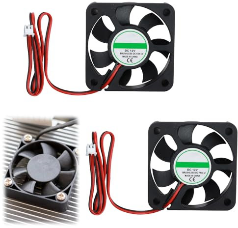 2PCS DC 12V 50x50x10 mm Ventilador 5010 50mm Pequeño Fan Para Impresora 3D Con Cable y Conector - Refrigeración Silenciosa y Poco Ruido