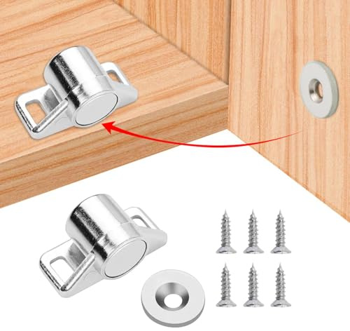 2 chiavistelli magnetici per porta dell'armadio, con 6 viti, fibbia magnetica per porta dell'armadio, chiusura magnetica per porta dell'armadio, calamita per porta dell'armadio, fermaporta magnetica