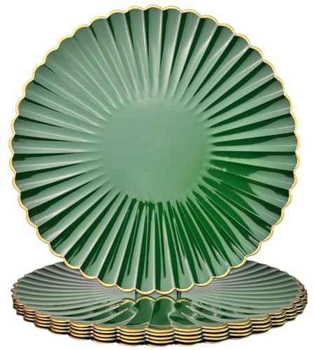UOEKCS Grüne Platzteller, 33 cm, Kunststoff, rund, für Hochzeit, Party, Tischdekoration, 6 Stück