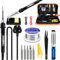 Lötkolben Kit, 80W LCD Einstellbare Temperatur 180-520℃, 13 in 1 Elektrischer Lötkolben Kit Schweißwerkzeug, 5 Lötspitzen, Entlötpumpe, Abisolierzange, Ständer, Pinzette