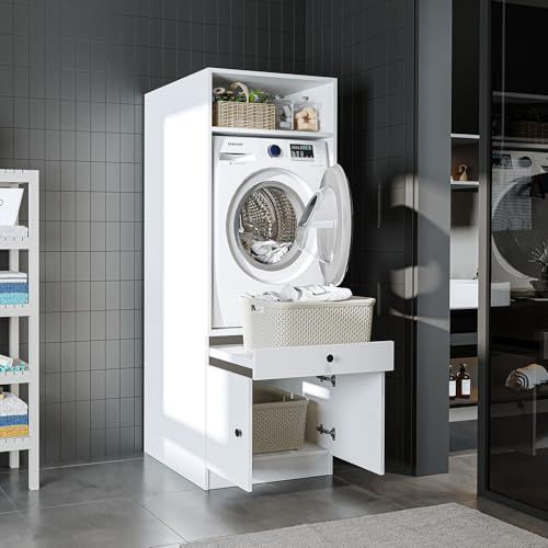 ROOMART Mueble para Lavadora con Bandeja extraíble – Ahorra Espacio
