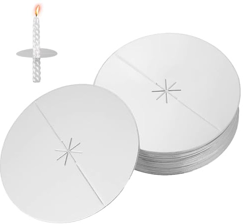 UtySty 50 Pack Church Candle Bobeches Disposable Cardboard Candle Holder Taper Candles Drip Protector Candlesticks Holder Wax Catchers for Candle Light Devotional Candlelight Vigil Service Memorial
