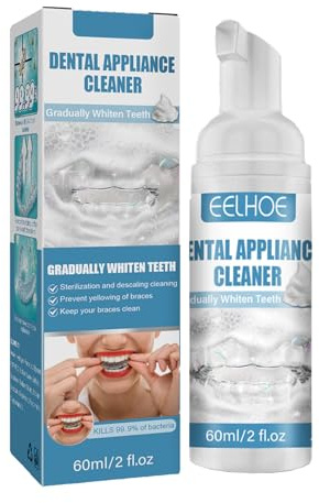 Mnozreo Limpiadoras para Dentaduras Postizas,60ML,Tabletas Limpiadoras de Retenedores,Limpiador De Aparatos Dentales,Espuma Suero De Eliminación De Manchas De Dientes