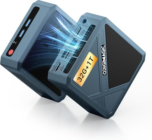 origimagic N1 Lite Mini PC with AMD Ryzen 7 5700U (Up to 4.3GHz), 32GB DDR4 RAM, 1TB M.2 SSD, AMD Radeon Graphics, 2.5G LAN, Dual HDMI, WiFi 6, BT5.2 Mini Desktop Computer for Gaming & Office