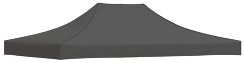Massbinet Partyzelt-Dach 4x3 m Anthrazit 270 g/m² Partyzelt Ersatzbezug Top Abdeckung Baldachin