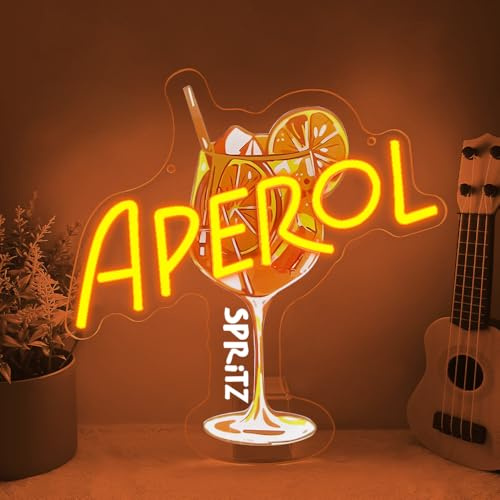 Aperol Spritz Neon Schild,Cocktail LED Schild Wand Deko für Home Bar Schlafzimmer Club Party Pub Restaurant Shop,Holy Aperoli Cocktail Neon Sign für Männer Lady USB Powered（12.2*11.8）