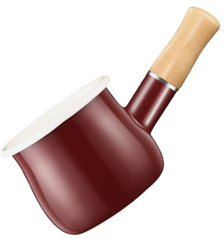 Tofficu Cazo Esmaltado Pequeño para Leche con Asa y Vertedor Olla Multiusos para Café Sopa y Ramen Calentamiento Rápido y Estructura Estable para Cocina Diaria