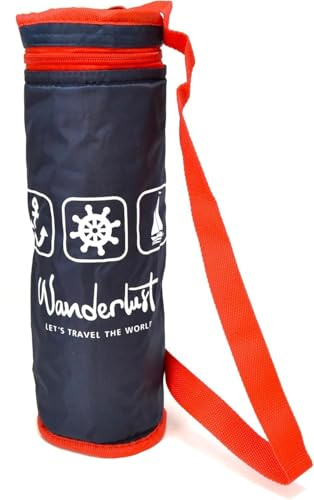 Sac isotherme pour bouteille de 1,5 l, couleur noire et rouge, avec sangle réglable et poche en filet