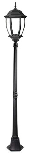 Vetrineinrete® Lampione da giardino con palo lanterna da terra luce per esterno in alluminio e vetro con portalampada E27 ES35-N 178 cm (Nero) X28