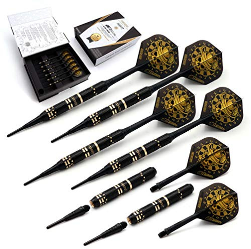 CUESOUL Jazz-Metal 19g Soft Tip Set di dardi in Ottone Rivestito Nero con voli integrati AK5