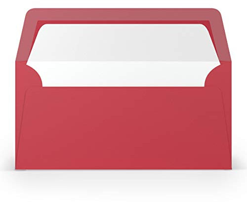 PAPERADO 50 Briefumschläge DIN lang/DL - Rot gerippt - 100 g/m² Kuvert ohne Fenster 22 x 11 cm - Umschläge mit Nassklebung gerader Klappe