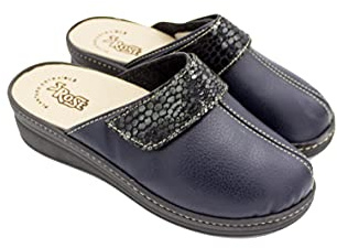 Ciabatte/pantofole donna invernali 3Rose mod. Calicanto, comode da casa e da esterno, tomaia regolabile a strappo, plantare estraibile, fondo antishock art. 948 (BLU, numeric_36)