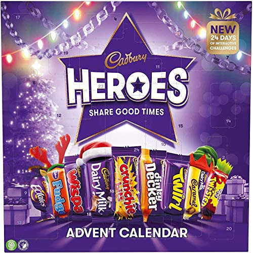 Calendrier de l'Avent Cadbury Heroes 230g, Le cadeau de Noël parfait, Découvrez, interagissez et profitez-en, Lot de 2