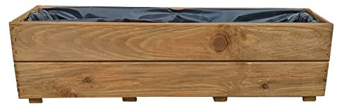 KENA D-27 Macetero de madera para jardín, jardinera para terraza, ya montada (roble, 90 cm)