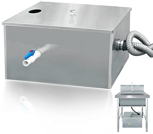 IELSH Commercial Intercepteur de Piège à Graisse en Acier Inoxydable, Séparateur de Graisse Professionnel pour Cuisine et Restaurant, Séparateur D'huile et d'eau, Bac à Graisse