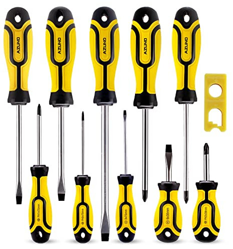AZUNO 11-Piece Magnetic Screwdriver Set, Include Magnetizer/Demagnetizer, Tips 5 Slotted, 5 Phillips