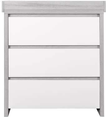 Tutti Bambini Modena Baby Changing Unit, Nursery Chest Changer with 3 Drawers, Removable Changing Top, Grey Ash and White Nursery Furniture for Baby Room