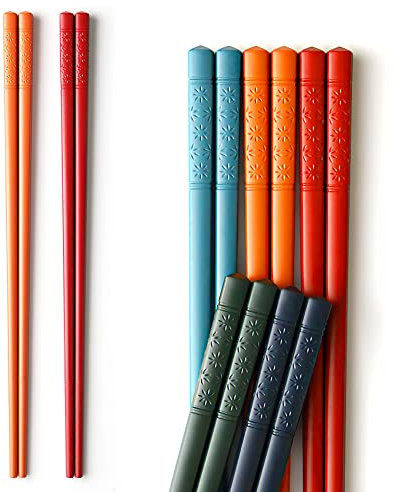 AOOSY Bacchette riutilizzabili in fibra di vetro – bacchette cinesi multicolore lavabili in lavastoviglie, 5 paia di bacchette regalo(5 colori)