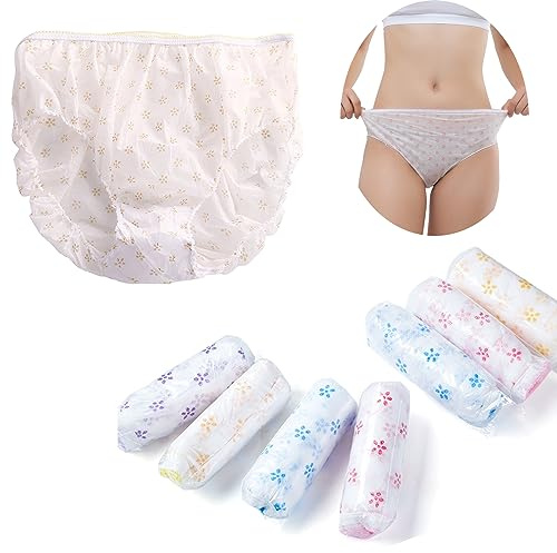 Women's Disposable Nonwoven Underwear Ladies Briefs Paper Printing Panties for Travel Hotel Spa Hospital Stays Emergencies(7pcs,XL)