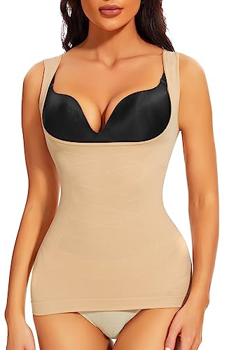 Joyshaper Shapewear - Camiseta interior para mujer, sin costuras, con tirantes anchos, beige, S