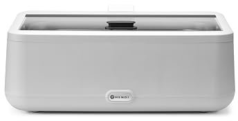 HENDI Chafing dish, UNIQ, mit GN1/1 Behälter, integrierter Glasdeckel, Temperaturbereich: von 35° bis 85°C, Warmhaltebehälter, Buffetwärmer, 12,5L, 220V/700W, 607x402x(H)250mm, Edelstahl, PP, weiß