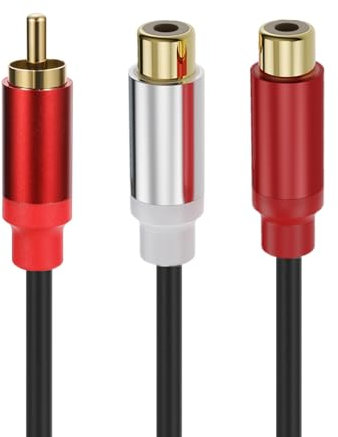 LOKEKE Cinch-Stecker auf 2 RCA - Cavo adattatore a Y per tablet, MP3, HiFi-Stereoanlage, Lautsprecher (männlich zu weiblich)