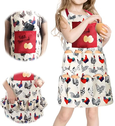 Egg Apron, Egg Collecting Apron for Chicken Duck Goose Eggs, Chicken Egg Apron for Housewife Farmhouse Kitchen Restaurant (multicolor, child-skirt)