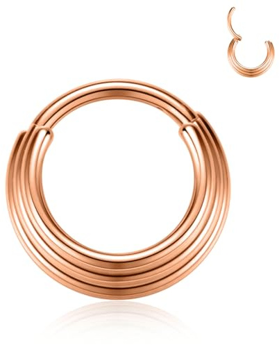 HENYQANN Piercing a Conchiglia Anello 16G Piercing al Naso Piercing al Setto Piercing All'elica Piercing al Labbro Trago Cartilagine Orecchino in Oro Rosa 10 mm