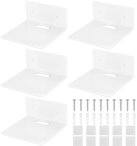 jiuxlaan 5 Pz Mensole da Muro Piccole in Acrilico Bianco, Galleggiantio | Per camera, cucina e bagno, salvaspazio, invisibili, per libri e piccoli oggetti