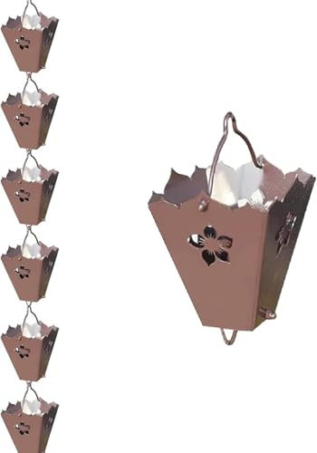GZKDKZB Rain Chain Rain Chain with Square Rain Collector Cups, Metal Rain Catcher Chain for Outside Roof/Garden Decoration, Divert RainWater Rain Bells(300cm (10ft))