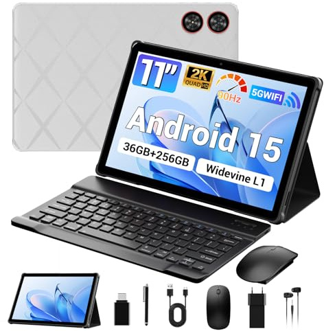 MAXLEGEN Android 15 Tablet 11 Zoll 36GB+256GB/1TB TF, Widevine L1 Tablets, 2K IPS, Octa-Core 90Hz, 2.4G+5G WiFi, 8580mAh, 13MP+5MP, Tablet mit Tastatur/Maus/Stift/Hülle/Kopfhörer