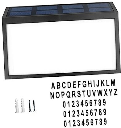 DIYEAH 1 Set Numero della porta all'aperto targhe con numeri civici illuminato parete davanti esterno segni numeri civici accesi lampada solare della targa Batteria Ni- (batteria) Nero