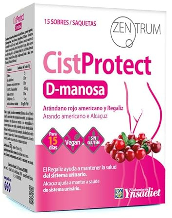 D-Manosa y Arándano Rojo | CistProtect para el Bienestar Urinario | 15 Sobres | Vegano y Sin Gluten | Zentrum