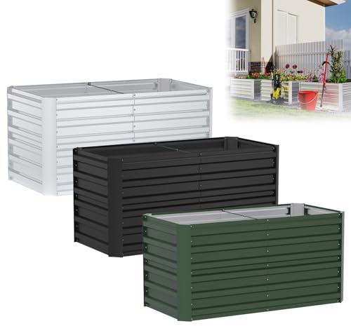 ACXIN galvaniserad upphöjd bädd för utomhusbruk, 120 x 60 x 58 cm rektangulär, 435 l växtlåda, örtbädd, grönsaksbädd eller växtbädd för trädgård och terrass, för odling av grönsaker, blommor, grön