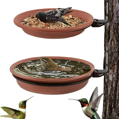 Hiemible Mangeoire À Oiseaux Murale, Bain d'oiseaux, Gamelle Double Nourriture Et Eau pour Clôture Balcon Jardin Intérieur