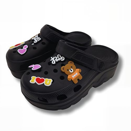 SUNSEA Shoes Zuecos Mujer con Plataforma y Suela Eva, Cómodos y Transpirables. Zuecos Sanitarios con Dibujos Decorativos