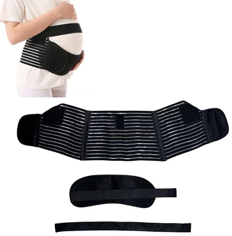 Cinturón de Maternidad, Faja Postparto, Faja Embarazadas Sujeción, Apoyo durante el embarazo, Ajustable, Ligera y Transpirable, para Espalda, Pelvis, Caderas, Abdominals Premamá Banda (Negro, L)