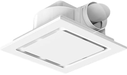 JISADER Ventilador de extracción silencioso, cuadrado, compacto, automático, con compuerta antirretorno, para montaje en techo, para hoteles, talleres y